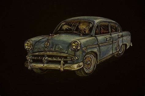 Old car Pencil drawing by Ilona Borodulina | Artfinder