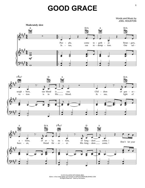 Good Grace (Piano, Vocal & Guitar Chords (Right-Hand Melody))