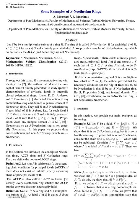 (PDF) Some Examples of S-Noetherian Rings