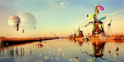 Desktopography, Surreal, Windmills, Water, Reflection, Giraffes, Planet ...