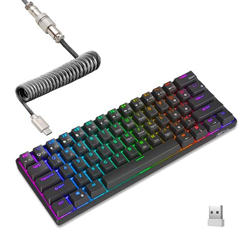 Buy RK ROYAL KLUDGE RK61 60% Mechanical Keyboard with Coiled Cable, 2.4Ghz/Bluetooth/Wired ...