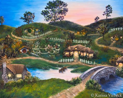 The Shire illustration style print from oil painting FREE