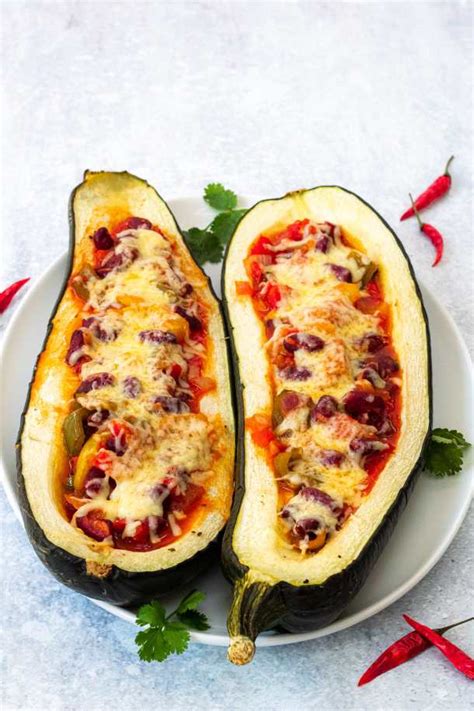 Vegetarian Stuffed Marrow with Veggie Chilli | Searching for Spice