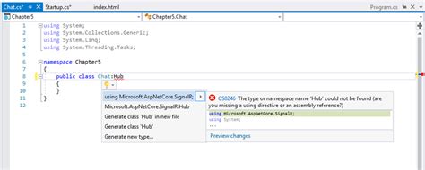 SignalR Hub subclass - C# 7 and .NET Core 2.0 Blueprints [Book]