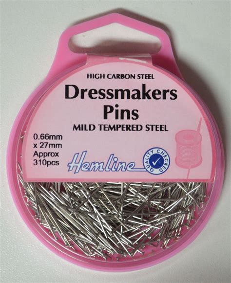 Hemline Dressmakers Pins 27mm x 0.66mm, Approx 310 Pins, High Carbon Steel