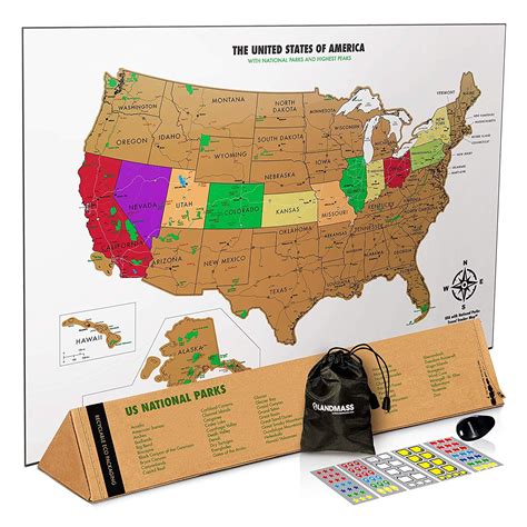 Landmass - Scratch Off USA Map Poster - Deluxe United States Print ...