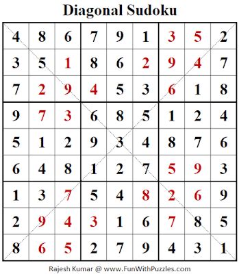 Diagonal Sudoku Puzzle (Fun With Sudoku #392)