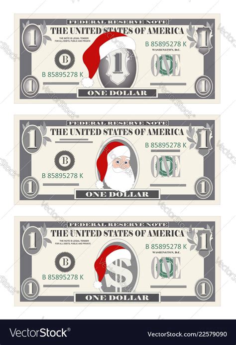 Design template one dollar banknotes with santa Vector Image