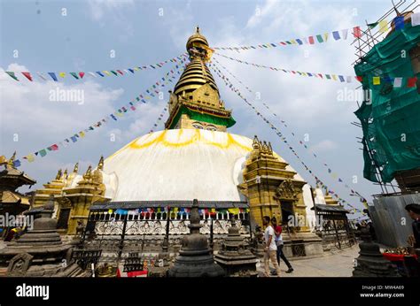 Stupa at Swayambhunath temple, Kathmandu, Nepal Stock Photo - Alamy