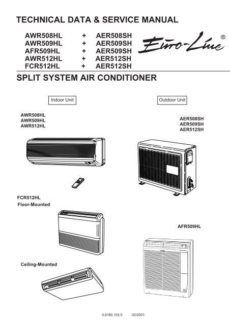 technical data & service manual split system air conditioner