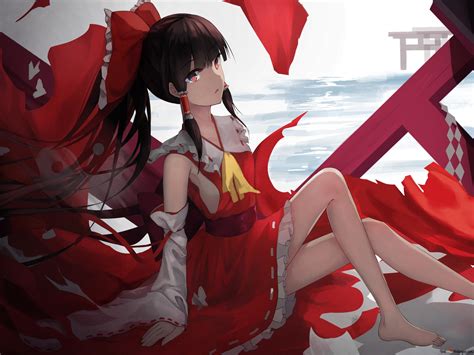 Reimu hakurei from touhou anime 2K wallpaper download