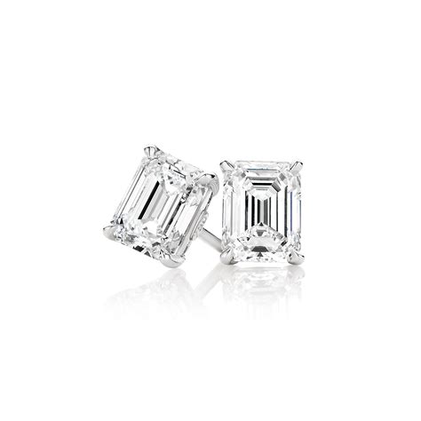 White Diamond Emerald Cut Stud Earrings - Fine Jewellery and Argyle ...