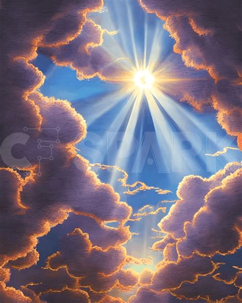 Heavenly Sun Shining Through Clouds 4k Graphic · Creative Fabrica