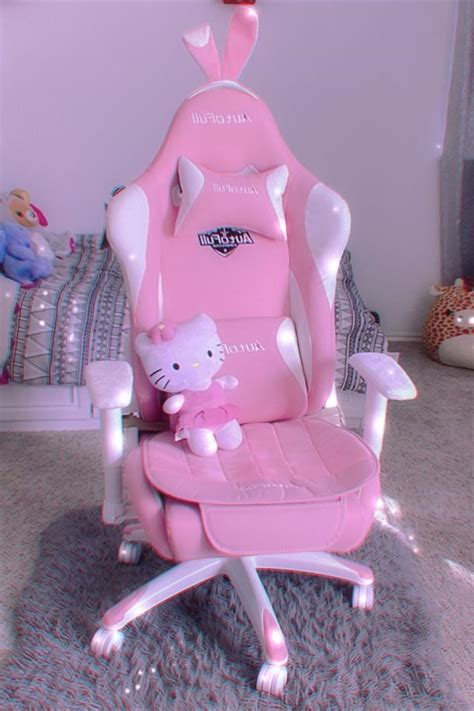 AutoFull Pink Gaming Chair With Bunny | Video game room design, Gamer room decor, Gaming room setup