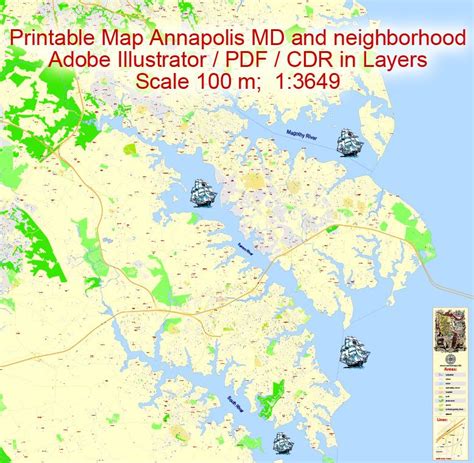 City Map Annapolis Vector Urban Plan Illustrator Editable Street Map