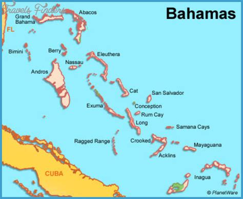 Bahamas Map - Travel - Map - Vacations - TravelsFinders.Com