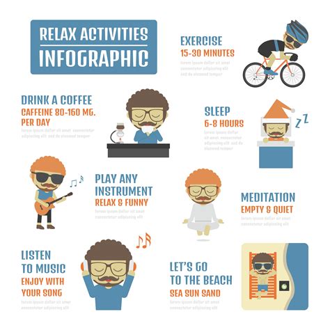 relax activities infographic 646576 Vector Art at Vecteezy