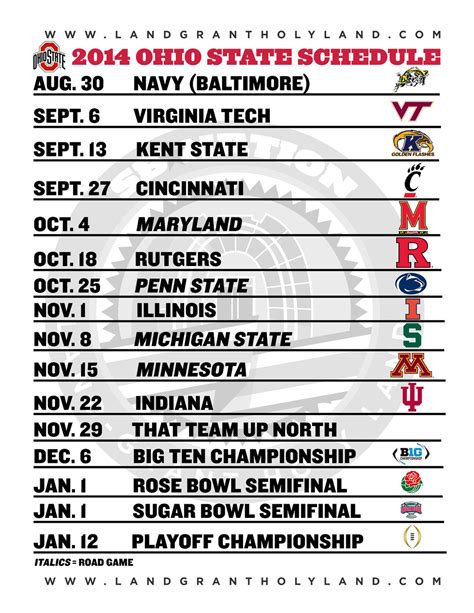 Printable Ohio State football schedule 2014 - Land-Grant Holy Land