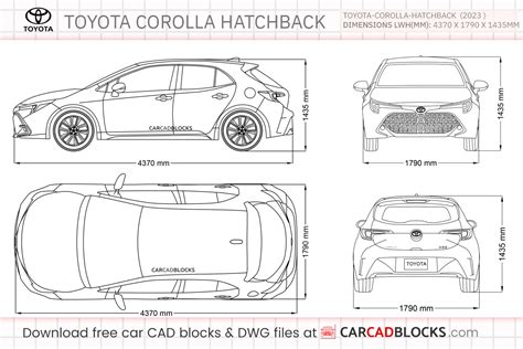 Toyota Corolla Hatchback 2023 Free CAD Blocks, DWG File - CarCadBlocks