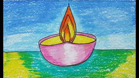 Diwali Diya drawing | Spread the light | easy Diya drawing for kids ...