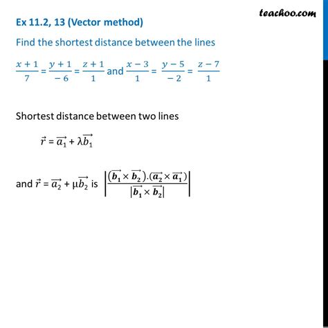 Find shortest distance between lines - 3D Geometry (Vector, Cartesian)