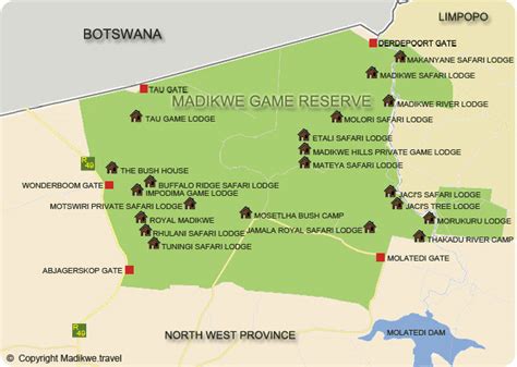 Madikwe Map | Game Reserve | South Africa