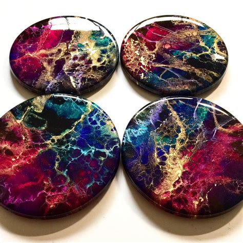 Hand-Painted Wood Coaster set of 4 Functional Art Abstract | Etsy | Coaster art, Diy resin art ...