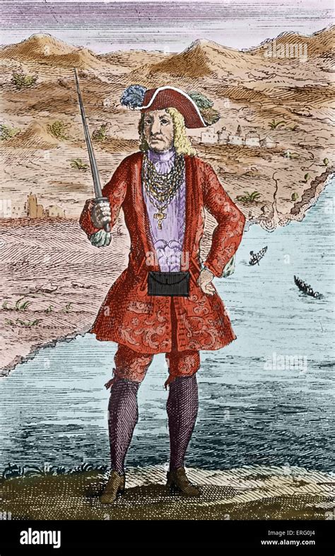 'Captain Bartholomew Roberts', engraving. CBR: Welsh buccaneer known as Black Bart (although not ...