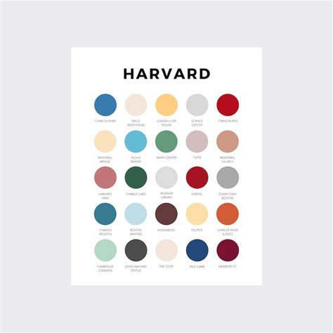 Harvard University Color Palette Harvard Crimson Boston Cambridge MA College Digital Art Instant ...