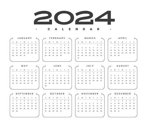 Free Vector | Simple 2024 english calendar template for office or business use vector