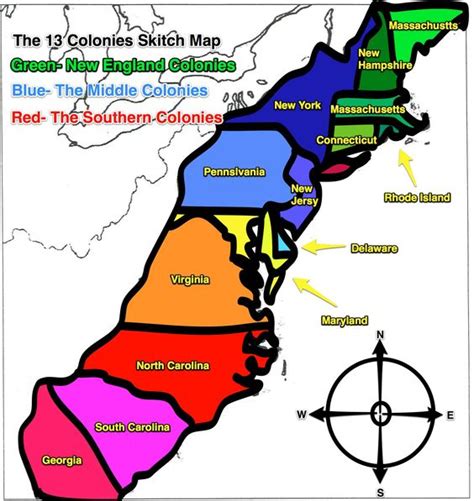 13 colonies map | Original+13+colonies+blank+map | Social Studies ...