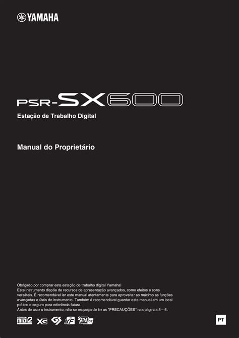 Yamaha PSR SX600 Owner's Manual_PT Manual Pt Om A1