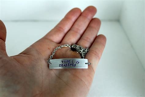 Medical Alert Type 1 or 2 Diabetes Hand Stamped Bracelet