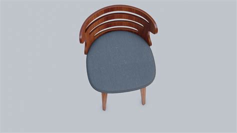 3D model Rounded Back Modern Wood Dining Chair VR / AR / low-poly ...