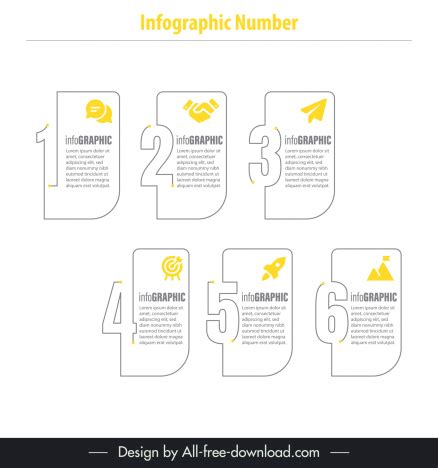 Infographic number template flat frame lines vectors stock in format ...