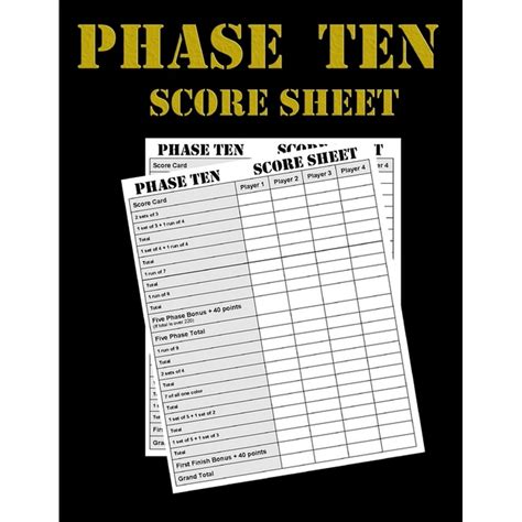 Printable Phase Ten Card Game Score Sheets