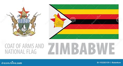 Vector Set of the Coat of Arms and National Flag of Zimbabwe Stock ...