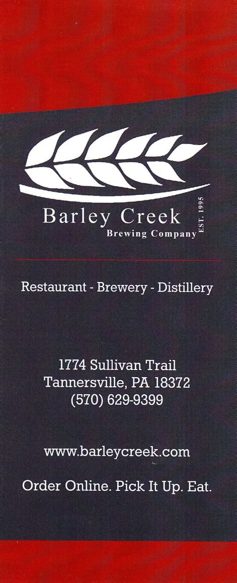 Whereisthemenu.net | Barley Creek - Tannersville, PA 18372