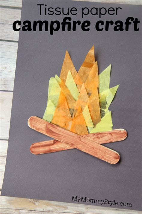 Tissue paper campfire craft