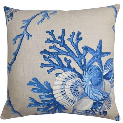 Shop Maj Coastal Down Filled Throw Pillow Natural Blue - Free Shipping Today - Overstock.com ...