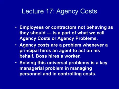 Agency Costs - UTA Economics