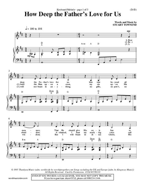 How Deep The Father's Love For Us Sheet Music PDF (Stuart Townend) - PraiseCharts