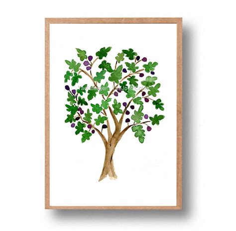 Fig Tree art print watercolor print fig tree Folk art | Etsy