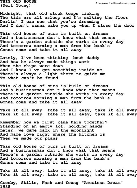 This Old House, by The Byrds - lyrics with pdf