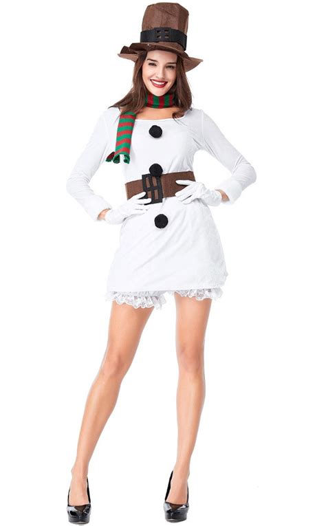 Christmas Party Ladies White Christmas Snowman Costume