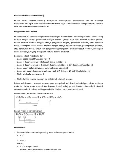 Reaksi Oksidasi Reduksi - Reaksi Redoks (Oksidasi-Reduksi) Reaksi ...