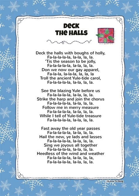 Deck The Hall | Christmas songs lyrics, Christmas lyrics, Christmas songs for kids