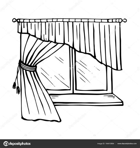 Drawing Of A Window With Curtains – Warehouse of Ideas