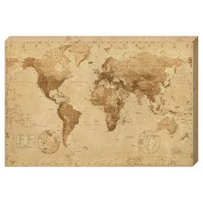 Buy Vintage Sepia World Map Canvas, 91x61cm from our Canvas Prints ...