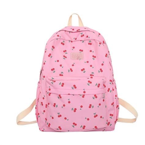 New Girl Cherry Floral Travel Book Backpack Women Trendy Print School ...